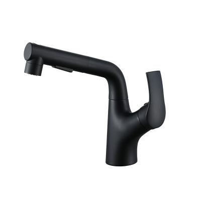 China Cold And Warm Black Single Handle Bathroom Sink Pull Out Mixer Tap Basin Faucet for sale