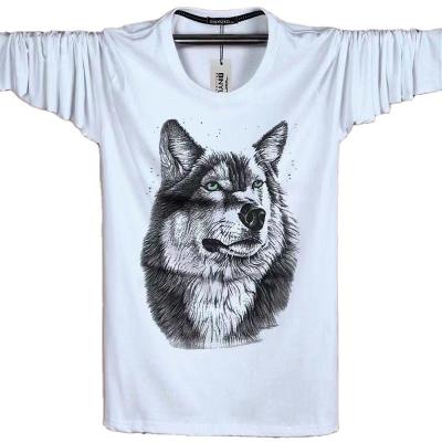 China Spring and Autumn New Men's Youth Long-sleeved personality 3d Wolf Head Large Size Loose Anti-wrinkle printing men's clothing for sale