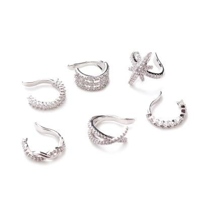 China BOHEMIA 8 Pcs /bag Mixed U Shape Breakaway Ear Bone Studs Zircon Screw Ear Studs Earrings Earring Wrap With Rhinestone for sale