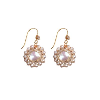 China High Quality Handcrafted Baroque Freshwater Pearl Earrings BOHEMIA Flower Pearl Earrings For Wedding Party for sale