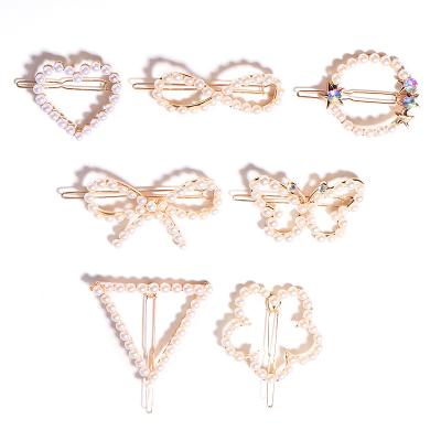 China Soyagift Korea style butterfly heart bow flower shape hair pin hair snap metal plastic bead hair decoration for sale