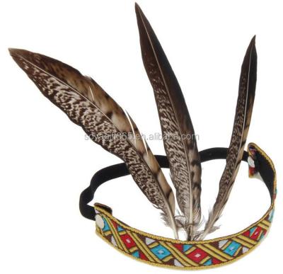 China New Nature Style Child Feather Elastic Chicken Feather Hair Band Indian Adult Feather Elastic Headband For Party for sale