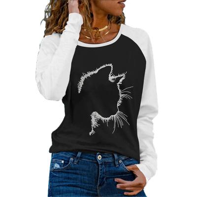 China New QUICK DRY Women's Fashion 3d Digital Printing Loose Round Neck Long Sleeve T-shirt Tops for sale