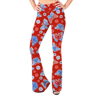 China Breathable Women's Independence Day Printed Waist High Pull Up Pants Casual Fashion Wide Leg Pants for sale