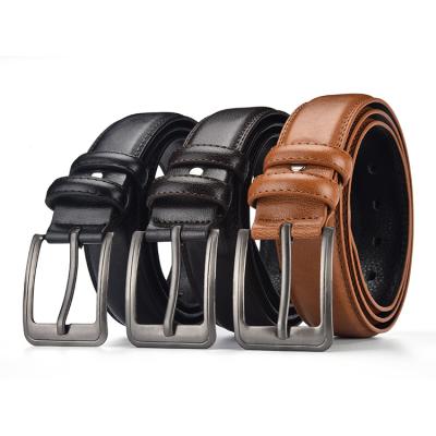 China 2021 Comfortable PU Leather Belt Wholesales 3.8cm Men Dress Belt Pin Buckle Strap Customized Leather Belt for sale