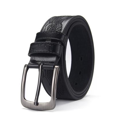 China Comfortable Custom Logo Brown Leather Belt For Men Stainless Alloy Buckle for sale