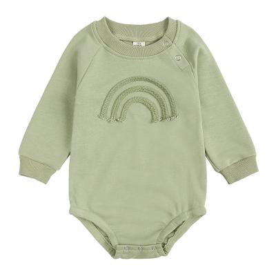 China New Style Baby Rompers Crew Neck Breathable Infant Romper Warm Light Green Newborn Baby Clothes for sale