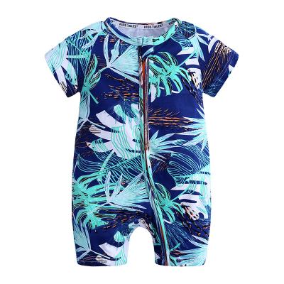 China Summer Newborn Baby Overalls Hot New Pattern Baby Rompers Leaf Infant Baby Boy Zippers Rompers for sale