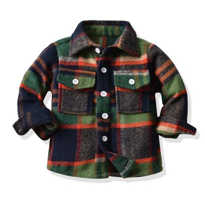 China Wholesale Lovely Double Pocket Military Clothing Boys Clothing Comfotable Plaid Boys Woolen Coats for sale