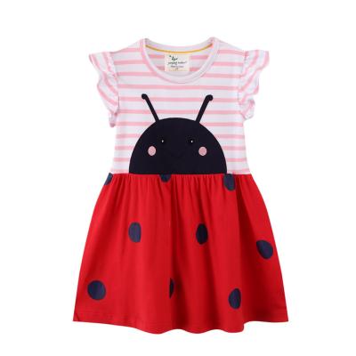 China Hot Selling Girls Cartoon Dresses Kids Clothing Cotton Shorts Sleeve Washable Hot Girls Clothing for sale