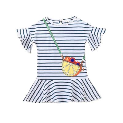 China New Design Breathable Baby Clothing Summer Short Sleeve Striped A Line Casual Baby Dresses for sale