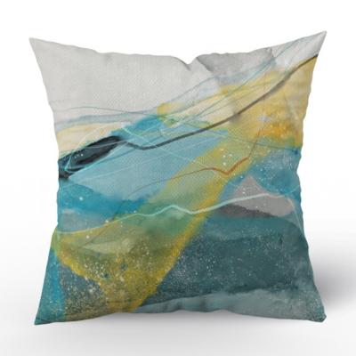 China Anti-Static Abstract Marble Back Cushion Cover Durable Cotton Printing Pillow Case Set Linen Living Room for sale