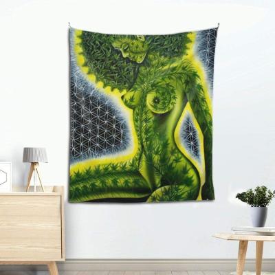 China Plain Beauty Green Leaf African American Women Girl Woman Girl Wall Hanging Cloth Hippie Tapestry for Decoration for sale