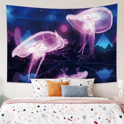 China Traditional Home Wall Hanging Jellyfish Deep World Water Living Room Decor Psychedelic Tapestry for sale