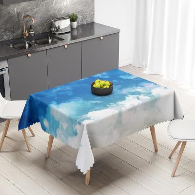 China Waterproof Wholesale 2022 Latest Design Custom Gradual Blue Party Wedding Home Hotel Waterproof Oilproof Tablecloths for sale