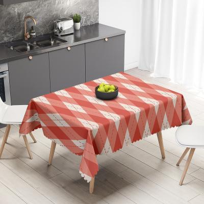 China Custom Fabrics Art Rectangular Dining Party Table Cover Oilproof Geometry Birthday Table Cover NO--Wholesale triangle wash for sale