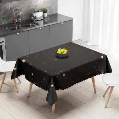 China Black Oilproof Size Custom Small Star Pattern Tablecloth Washable Wedding Party Dining Decorative Banquet Tablecloths Table Cover for sale