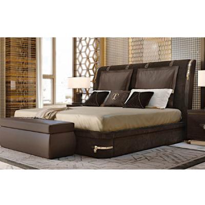 China Other Leather Beds Luxury Modern Double Bed Bedroom Furniture With High Headboard for sale