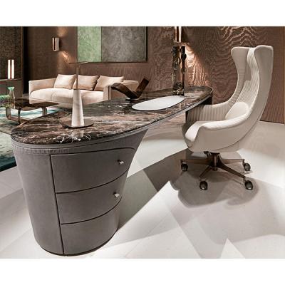 China Other Luxury Marble Top L Shape Modern Office Desk Table For Study for sale