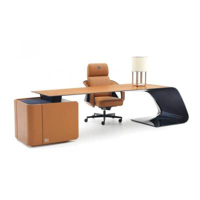 China Other Modern Luxury Irregular Shaped Office Desks Furniture Desk Tables Covering Leather For Study for sale