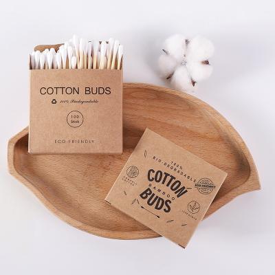 China Wholesale Disposable Eco-Friendly Biodegradable Bamboo Cotton Ear Pads Beauty Care Makeup Tools Long Stick Cleansing Bud for sale