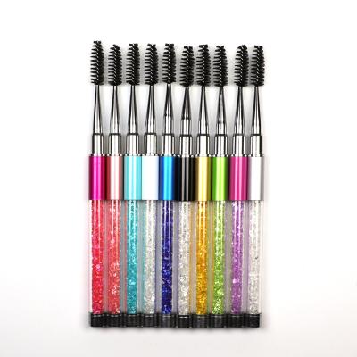 China Mascara Wands Machine Acrylic Eyelash Extension Applicator Brush 10 Color Rhinestone Handle Mascara Wands With A Cap for sale