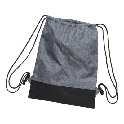 China Fashion Twine Polyester Gray Drawstring Bag With Custom Wholesale Double Logo for sale