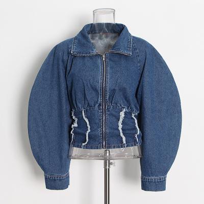 China Long Sleeve Denim Coats Long Sleeve Parka Viable Stylish Blue Outerwear Crop Long Women Jacket for sale