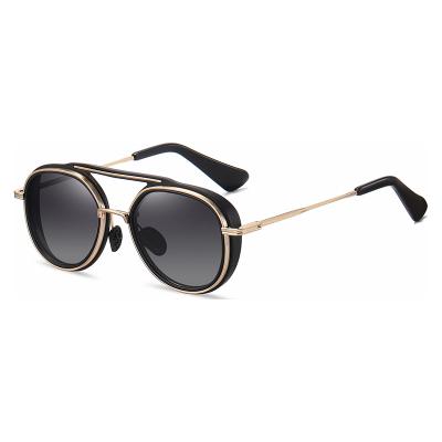 China 2021 new high quality fashion double bridge polarized two tone sunglasses metal polarized sunglasses for sale