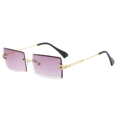 China 10 Years Experience 2020 Trending Rectangle Sunglasses Women Small Rimless Shades Brand Designer Square Sunglasses For Female for sale