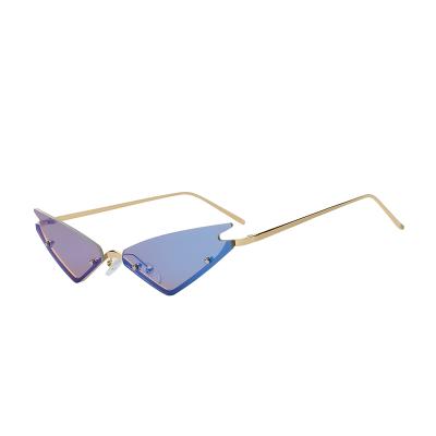 China Fashion New Model Sunglasses Fashion The Latest Temple Metal Lens Color Irregular Multi Clear Rimless Girls Sunglasses for sale