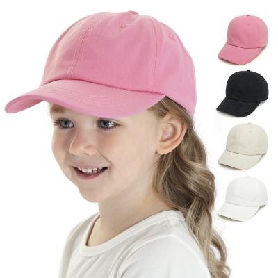 China JOINT Custom Logo Plain 6 Panel White Baby Girl Boy Hat Embroidery Logo Children Kids Baby Baseball Cap for sale