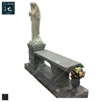 China Angel Monuments Memorial Bench Modern Graves Memorial Stone White Multicolor for sale