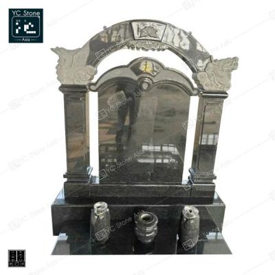 China Cheapest Black Granite European Impala Headstone Granite Mausoleums Japan Tombstone And Memorial Monument for sale