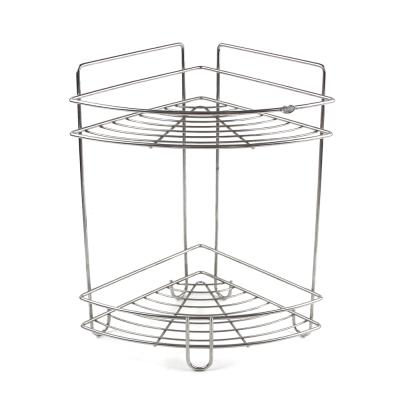 China Custom Viable Wall Mounted Wall Mounted Hanging Rack Bathroom Toilet Room Corner Rack Logo Shower Bathroom Double Layer Storage Shelf for sale