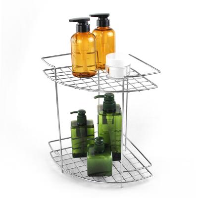 China Modern Sustainable Double Layer Bathroom Kitchen Storage Shower Corner Shelf Corner Bathroom Rack for sale