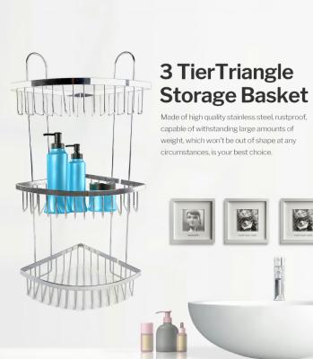 China Promotion Viable New Items Stainless Steel Three Layers Triangular Storage Basket for sale