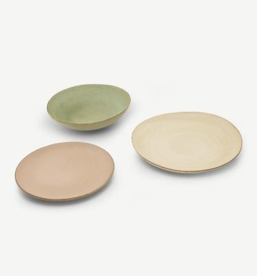 China Viable Wholesale Custom Reactive Nordic Dinner Plate Catering Service Stoneware Glaze Matte Ceramic Dishes For Restaurant for sale