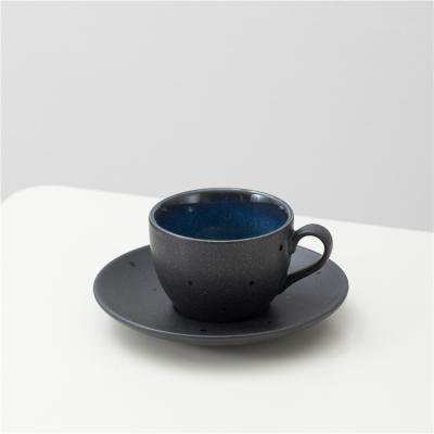 China Viable Wholesale Minion Chandelier Drinkware Japanese Style Reactive Black Nordic Ceramic Cups With Saucer for sale