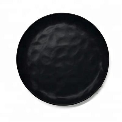 China Japanese Style Wide Rim Foldable Hotel Shallow Matte Black Ceramic Dinner Dishes for sale