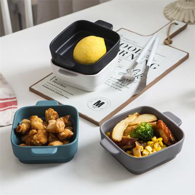 China Viable wholesale tableware various color hotel used square porcelain pottery tapas food rice bowl for sale