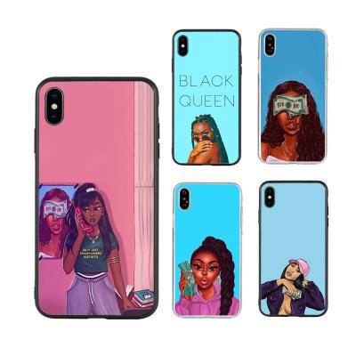 China Shockproof Melanin Poppin Color Woman Queen Make Silver For iPhone 11 8 8S Plus XR XS 12 Case 6 6s 6SP 7 Max Case Black Girl Phone Case for sale