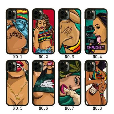 China 100% Cool Women's Poppin's Black Rubber UV Cell Phone Cases Eco-friendly Melanin TPU+PC For iPhone 12 11 XR 11pro XsMax 11Pro Max Case for sale