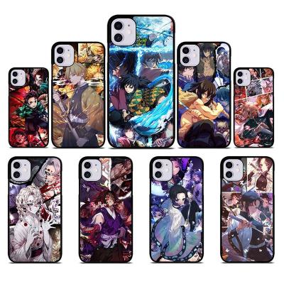 China Comfortable Luxury Black Demon Slayer Anime Rubber Phone Case For Apple Accessories iPhone 12 12Pro 12ProMax Case for sale