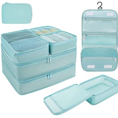 China Fashion Packing Cubes For Travel Suitcase 6 Packing Cubes For Luggage , Lightweight Travel Organizers With Shoe Bag Laundr for sale