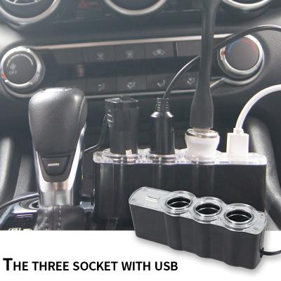 China Amazon Easy Car Plug Battery Car Socket DC 12V USB Universal Accessories Three Holes Car Installation Socket for sale