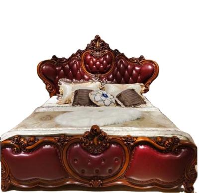 China (Other) Luxury European Style Home Furniture Bedroom Furniture Crate & Barrel Adjustable Antique Leather Queen Bed for sale