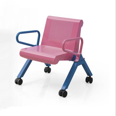 China Contemporary Customized Cool Rolled Colorful Steel Kindergarten Children Waiting Room Chairs With Casters And PU Cover for sale