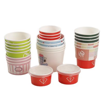 China Factory direct sale paper ice cream cup yogurt cup waterproof ice cream paper cup with lid for sale