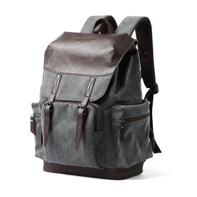 China Fashion Excellent Quality Vintage Canvas Leather Backpack For Women And Men Ergonomic Canvas Rucksack Bookbag Laptop Daypack for sale